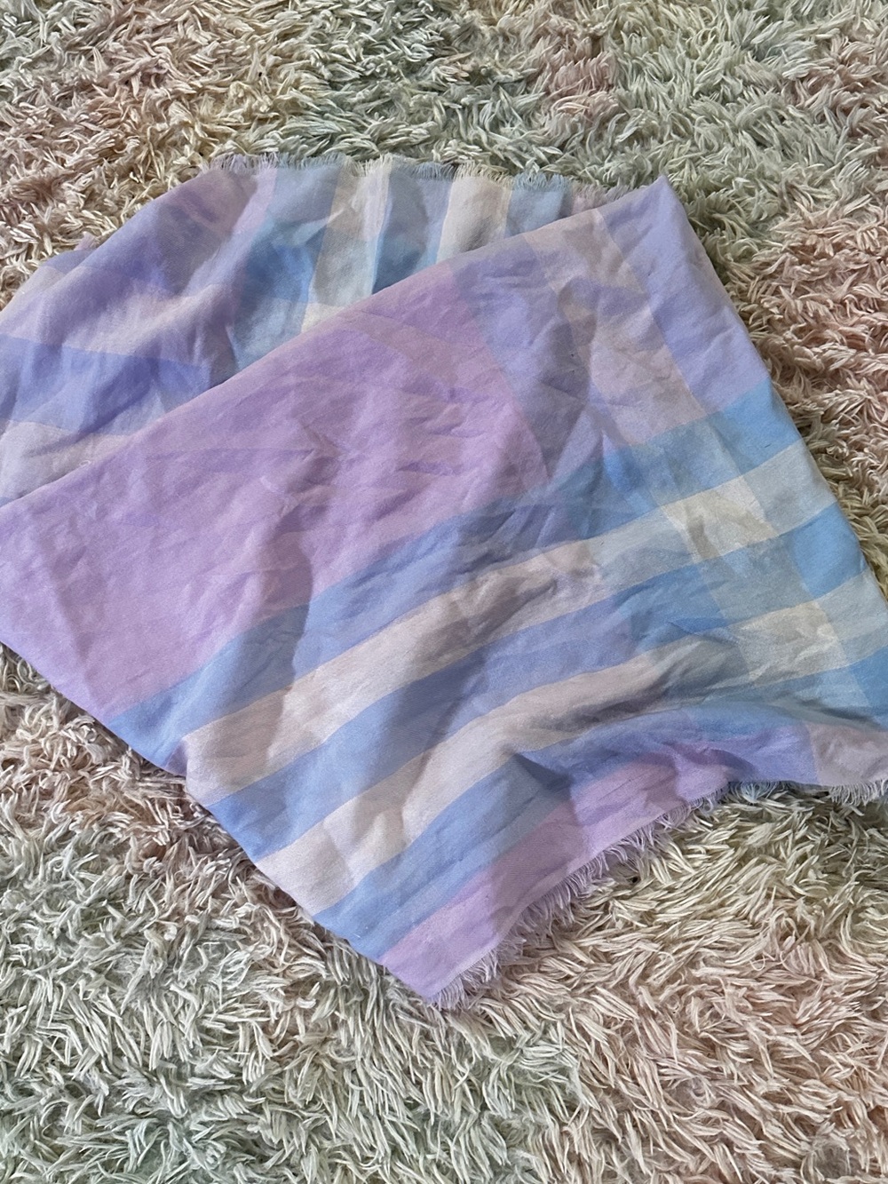 Burberry Pastel Plaid Scarf in Lavender and Light Blue - Picture 4 of 12